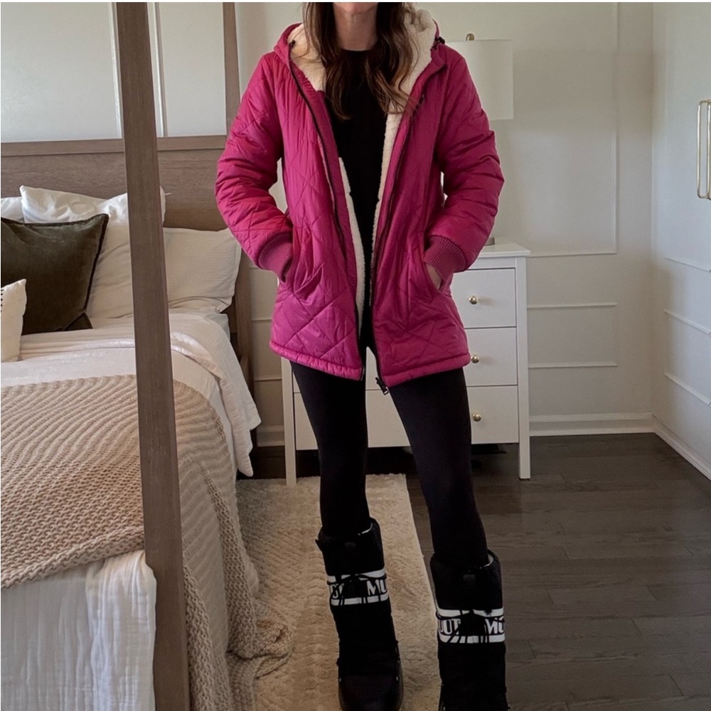 Sanctuary Magenta Quilted Hooded Puffer Jacket